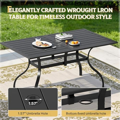 SUNCROWN 7-Piece Outdoor Patio Dining Set, All Weather Rectangular Metal Table & 6 Dark Grey Swivel Textilene Mesh Chairs, Weather Resistant Patio Furniture for Deck Lawn Garden Backyard Poolside