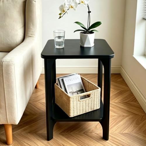 Solid Wood Small Square Side Table for Living Room, Bedroom
