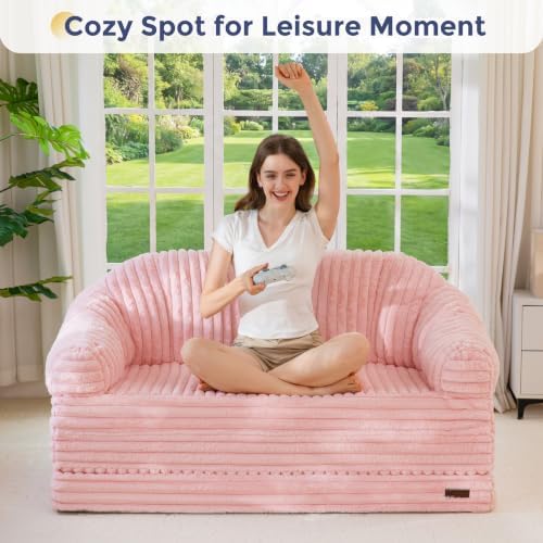 MAXYOYO Folding Sofa Bed Chair, Sleeper Chair for Adults, Faux Fur