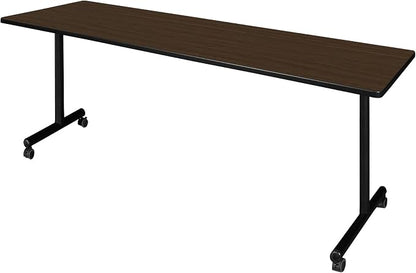 Romig Axis-Pro 84 x 24 in. Mobile T-Base Training Seminar Table- Neo Walnut