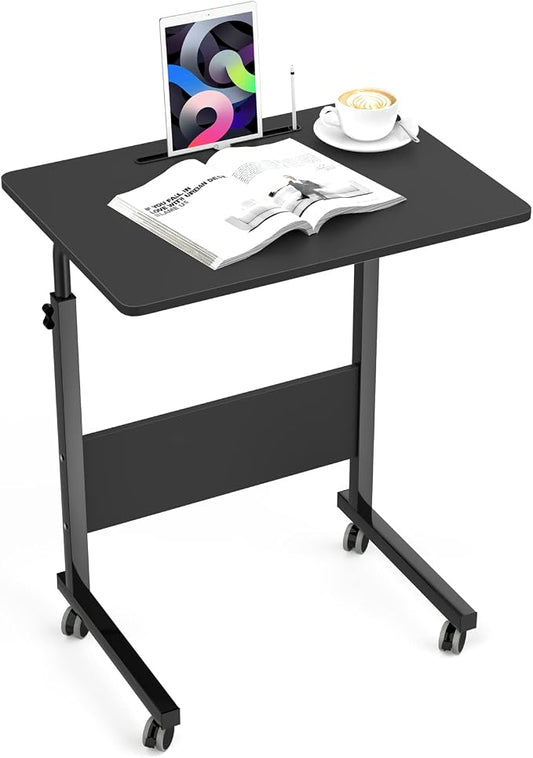 Side Table,31.5in/21.6in Adjustable Laptop Stand Portable Cart Tray Bedside Computer Table,Sofa Side Bed Table with Wheels
