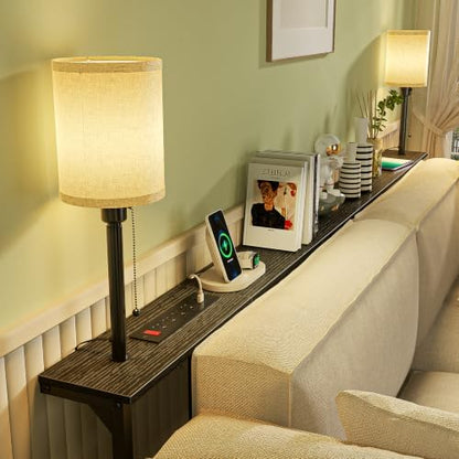 78.8" Sofa Tables Narrow Long with Lights & Charging Station - 4 AC outlets