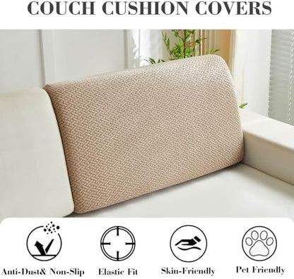 Sofa Covers Couch Covers for Sofa Pet Friendly Couch Cushion Covers Universal Sofa Covers Washable Stretch Slipcovers for Sectional Sofa (Texture Light Coffee,Back Cover L)