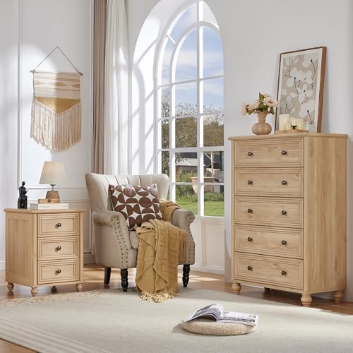 RWYHG 18" Night Stand with Charger Station, Nightstand with 3 Drawers