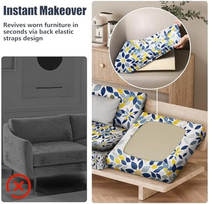 8Pcs Outdoor Cushion Covers, Stretch Patio Furniture Couch Chair Slipcovers
