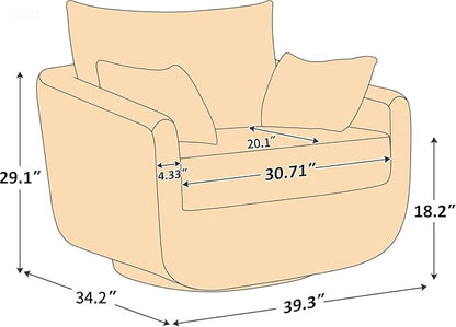 360° Swivel Accent Armchair, 39.3" Oversized, Sherpa Boucle Fabric Sofa Chair with Removable Back & Arm Pillows, Swivel Chair with Cozy Soft Padded (1, Curry)