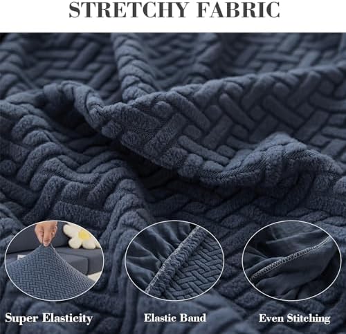 Sofa Covers Couch Covers for Sofa Pet Friendly Couch Cushion Covers Universal Sofa Covers Washable Stretch Slipcovers for Sectional Sofa (Texture Metal Gray, 3 Seats + Chaise Cover)