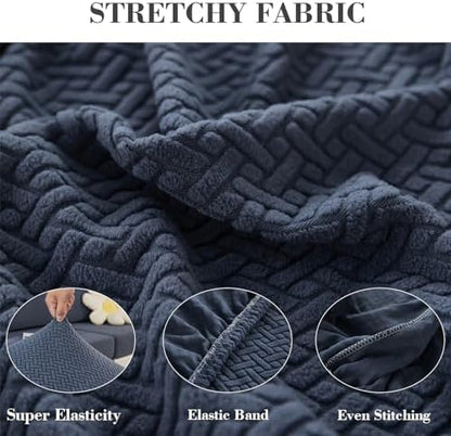 Sofa Covers Couch Covers for Sofa Pet Friendly Couch Cushion Covers Universal Sofa Covers Washable Stretch Slipcovers for Sectional Sofa (Texture Metal Gray,Back Cover L)