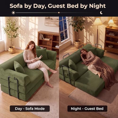 79" High‑Back Convertible Futon Sofa Bed, Boneless Couch for Living Room