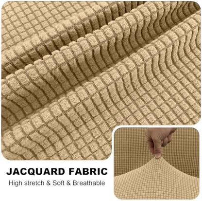 UNBBRRL Seat Cushion Cover and Back Covers for Corner Sofa Stretch Jacquard, Non Slip L Shaped Sofa Slipcover with Storage Ottoman, Sectional Couch Cover for Chaise Lounge (Mustard,16 x 63 x 6”)