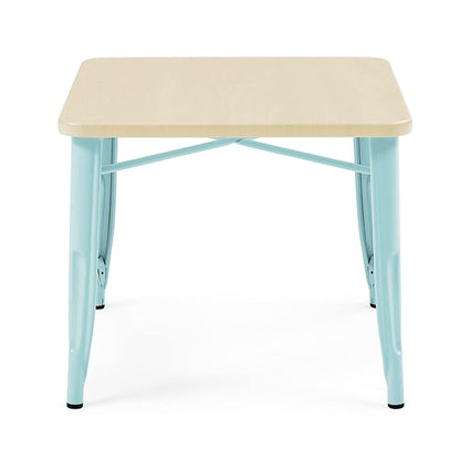 Delta Children Bistro Kids Play Table - Ideal for Arts & Crafts, Snack Time, Homeschooling, Homework & More, Aqua Metal/Natural Birch