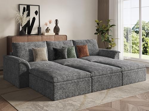 EASE MOOSE 115" Cloud Sleeper Sofa, Boneless Modular Couch for Living Room