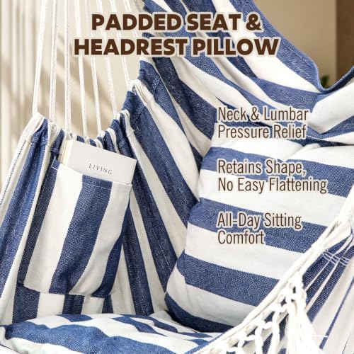 Chihee Hammock Chair Foot Rest 2 Cushions Max 500 lb Metal Spreader Bar