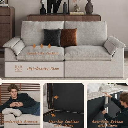 EASE MOOSE Sectional Boneless Couches, Oversized Sofa Bed for Living Room
