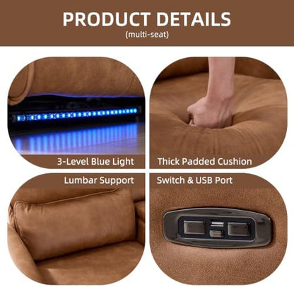 Bonzy Home Power Recliner Sofa Set, 2 Chairs+3 Seat, Brown