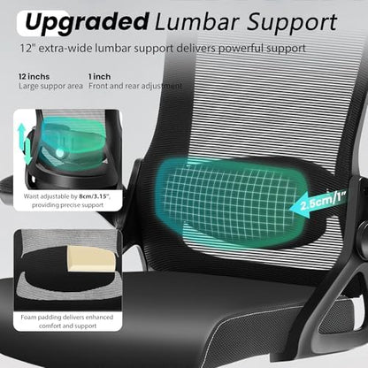Fizzin Office Chair, PU Leather Desk Chair with Adjustable Lumbar Support