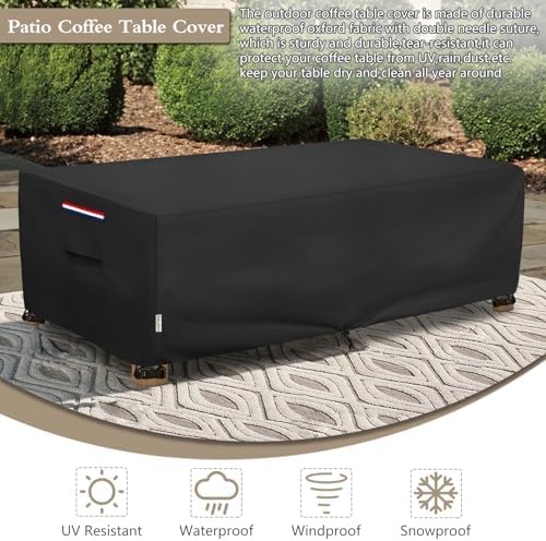 Outdoor Coffee Table Cover Waterproof, 42" W x 26" D x 16" H