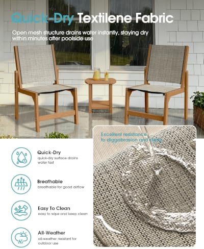Ciokea HDPE Outdoor Dining Chair, Patio Stackable Porch Chairs, Teak