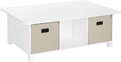 RiverRidge Home RiverRidge Activity Table, White with Taupe Bins