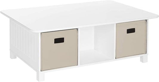RiverRidge Home RiverRidge Activity Table, White with Taupe Bins