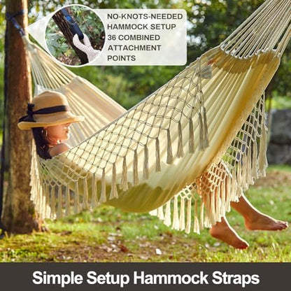 Brazilian Double Hammock with Tassels, King Size, 500 lb Capacity