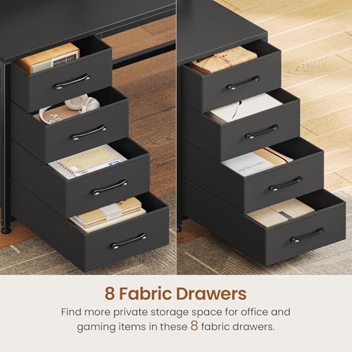SEDETA 94.5" 2 Person Gaming Desk with 8 Drawers & Storage Shelves, Black