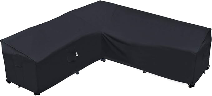 Heavy Duty Outdoor Sectional Sofa Cover, 100"x100" Waterproof 600D Patio Sectional Couch Covers, Lawn Patio Furniture Protector(Midnight Black, V-Shaped-100 x100)
