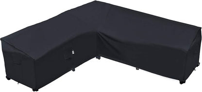 Heavy Duty Outdoor Sectional Sofa Cover, 100"x100" Waterproof 600D Patio Sectional Couch Covers, Lawn Patio Furniture Protector(Midnight Black, V-Shaped-100 x100)