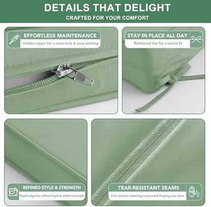 Outdoor Chair Cushions Set of 4, 24 x 24 Inch, Sage Green