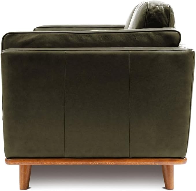 Valencia Artisan Full Leather Loveseat Sofa 66” - Pure Full Italian Nappa Leather Couch, Solid Wood Accent, Ultimate Comfort, Dark Green