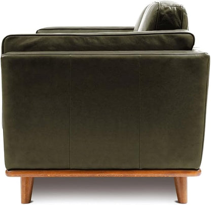 Valencia Artisan Full Leather Loveseat Sofa 66” - Pure Full Italian Nappa Leather Couch, Solid Wood Accent, Ultimate Comfort, Dark Green