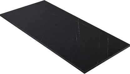 Kaboon Universal Tabletop 55"x20", Solid One-Piece Melamine Table Top, Double Desk L-Desk DIY, Home and Office,Cloud Atlas/Black Marble