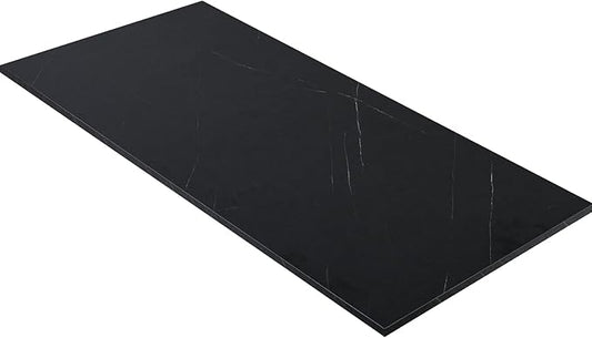 Kaboon Universal Tabletop 55"x20", Solid One-Piece Melamine Table Top, Double Desk L-Desk DIY, Home and Office,Cloud Atlas/Black Marble