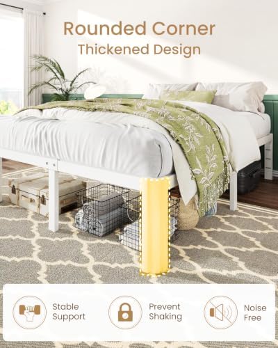 SHA CERLIN Full Metal Bed Frame, 14 Inch Tall, 12 in Storage, Rounded Legs
