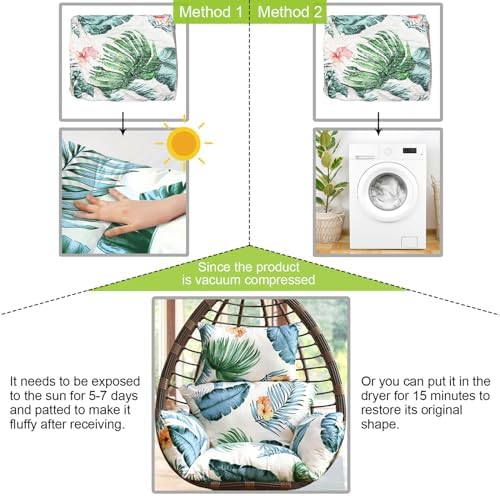 Egg Chair Cushion Replacement, Detachable Hanging Chair Cushion Washable, Thicken Hanging Basket Chair Cushions(Cushion only) (Hawaii)
