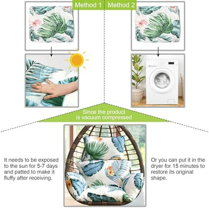 Egg Chair Cushion Replacement, Detachable Hanging Chair Cushion Washable, Thicken Hanging Basket Chair Cushions(Cushion only) (Hawaii)
