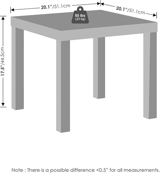 Furinno Classic Coffee Table, Square Modern Center Table with Triple Thick Tabletop, Simple Side Table with 4 Legs, for Living Room, Bedroom, Home Office, Black