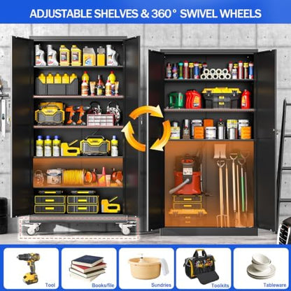 GAIOUS 79” Tall Metal Garage Storage Cabinet with Lock, Steel Tool Cabinet