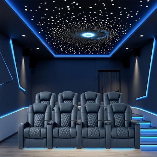 comfiroom Top-Grain Leather Home Theater Seating, Dual-Motor Power Recliner