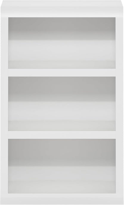 Furinno Rail Book Shelf, 3-Tier Bookshelf with Open Shelf, Bookcase with Classic Style Edges, 10 x 24.6 x 39, for Organization and Storage, for Living Room, Bedroom, Home Office, White