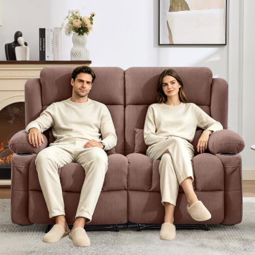 MAHOMICO Reclining Loveseat Sofa for Living Room, Ergonomic Backrest with Cup Holders&Side Pockets