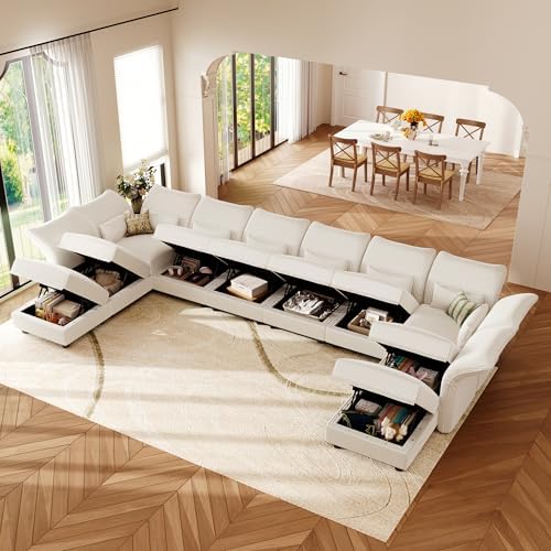 Corduroy Modular Sectional Cloud Couch with Storage, Oversized 10-Seat