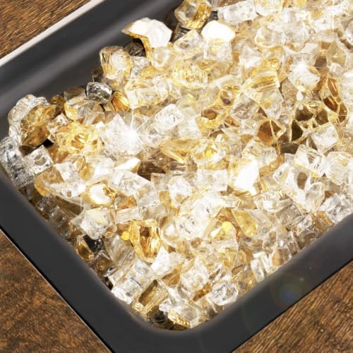 GASPRO 20 lbs Gold Fire Glass for Fire Pit, 1/2-Inch Reflective Glass Rocks for Propane or Gas Fireplace, Add Ambience to Gatherings and Parties for Outdoors and Indoors