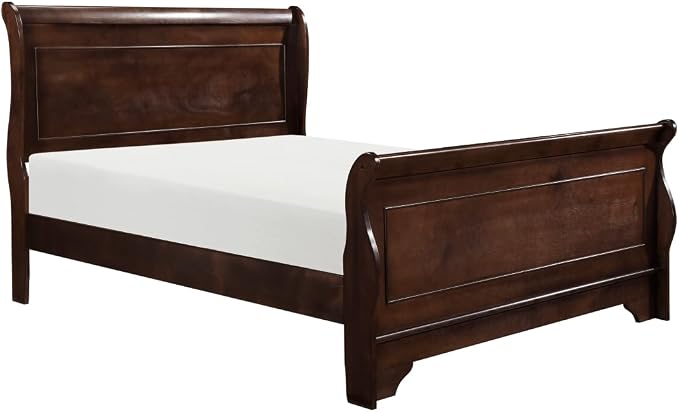 MASARA 4-Piece Louis Philippe Style Sleigh Queen Bedroom Set in Dark Cherry Finish