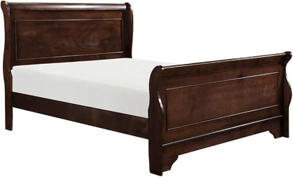 MASARA 4-Piece Louis Philippe Style Sleigh Queen Bedroom Set in Dark Cherry Finish