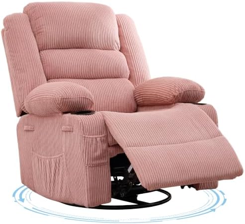 Rocking Recliner Chair For Adults Swivel Manual Recliner Rocker Corduroy