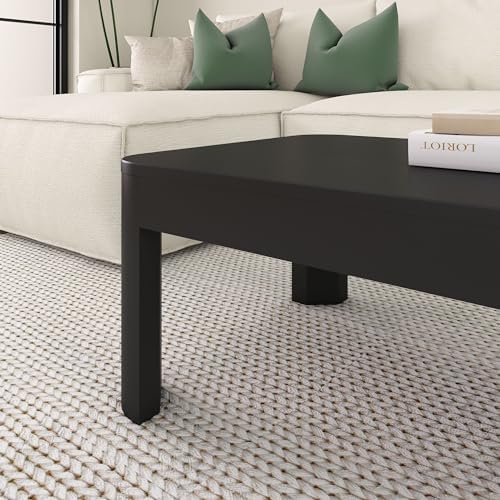 Plank+Beam Contour Coffee Table, 48 Inch, Rectangular, Black