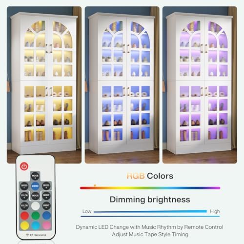 Tribesigns Tall Shoe Cabinet with Doors & Led Light, Set of 2, 8-Tier