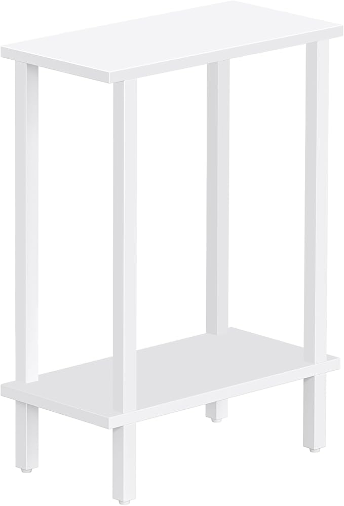 TUTOTAK Small Side Table, Narrow End Table, Set of 2, Skinny Sofa Table, Slim Nightstand, Couch Table, Living Room, Bed Room, White TB01BW0622