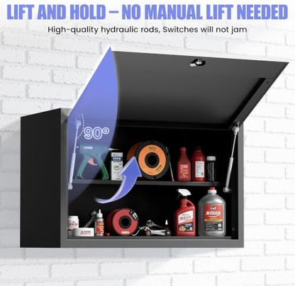 Wall-Mounted Metal Garage Storage Cabinet, Lockable Floating Tool Cabinet